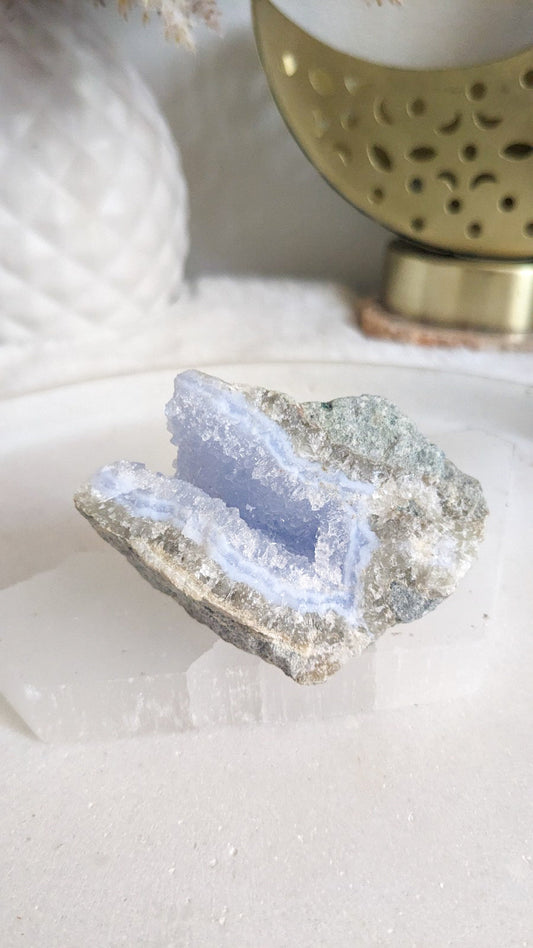 Blue chalcedony agate rough crystal